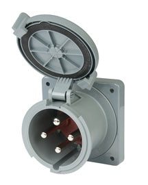 Marinco 220v/100 amper priz. Özel amaplast gri plastik gövde. Yaylı watertıght kapak.