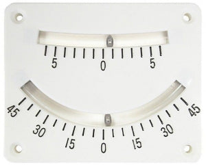 Klinometre. Sancak/iskele 0°-45° ve 0°-5° iki ayrı gösterge. 80x100 mm.